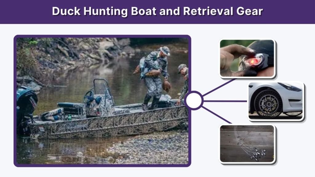 Duck Hunting Boat and Retrieval Gear