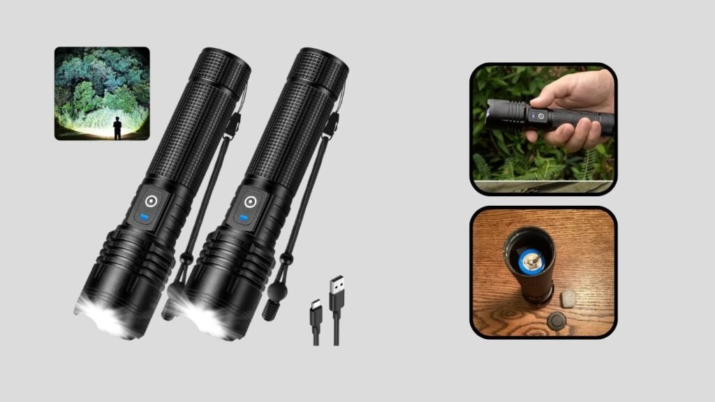 Kmivo Rechargeable Adjustable Waterproof Flashlight