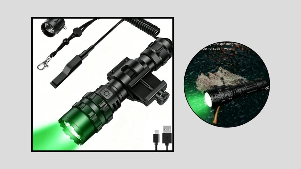 Rechargeable Green Predator Hunting Flashlight with Picatinny Mount