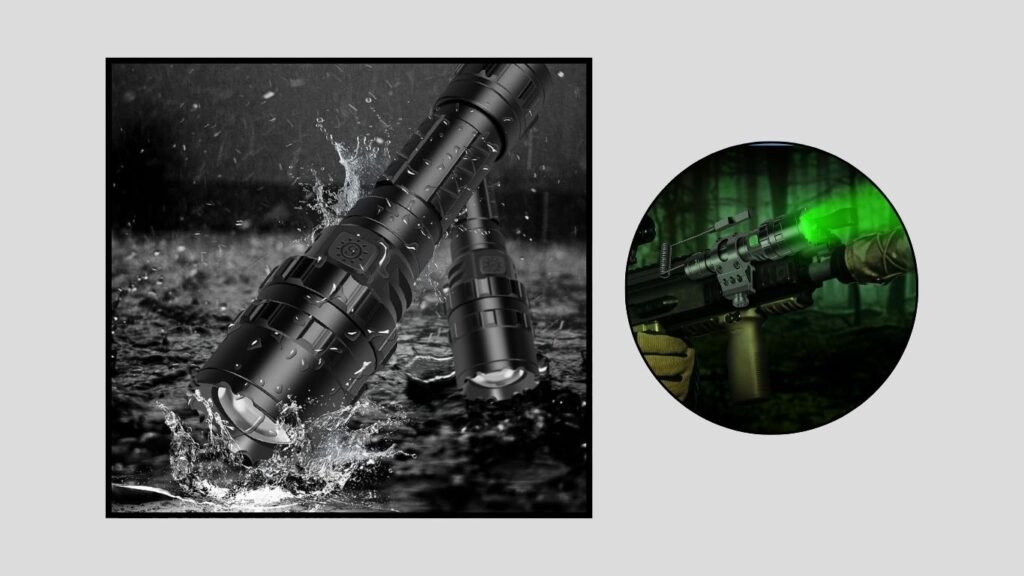 WINDFIRE Rechargeable Green Tactical Hunting Flashlight